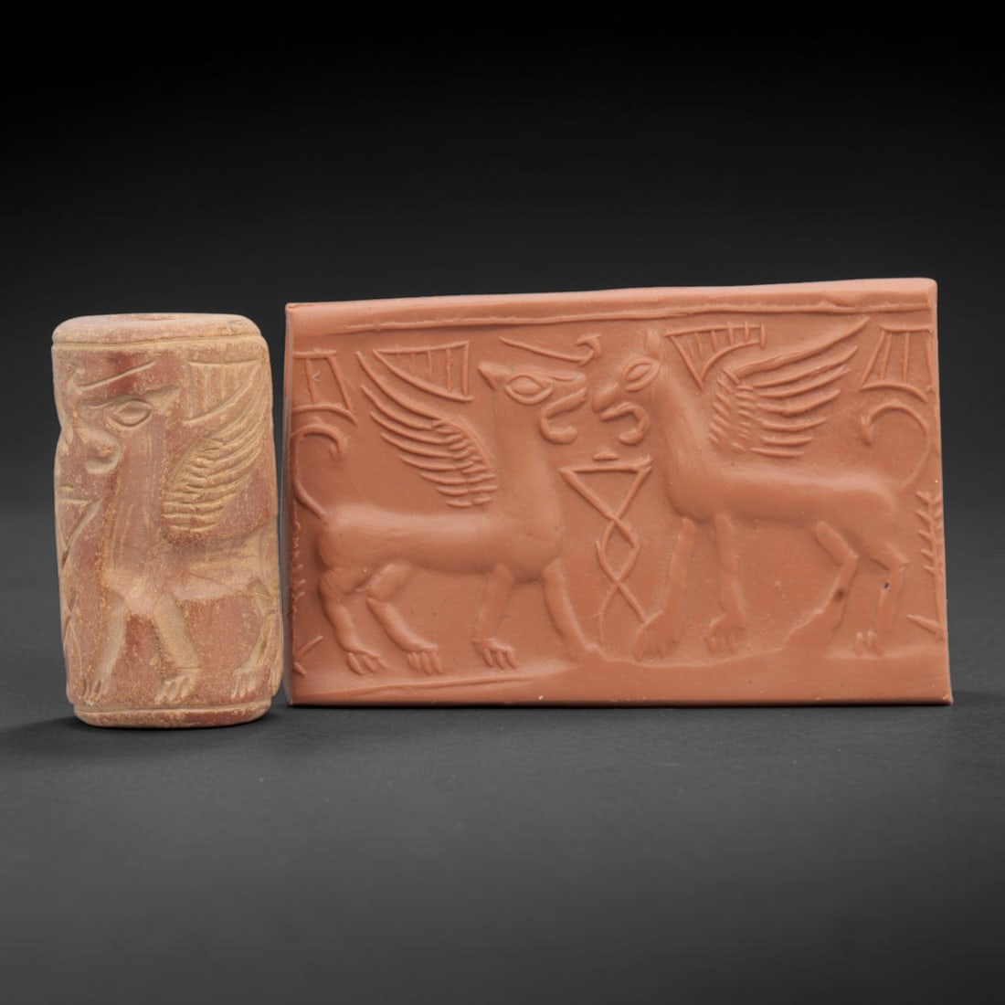 Ancient Stone Cylinder Seal - Mesopotamian Amulet Relic, 60ZA (1 of 2)