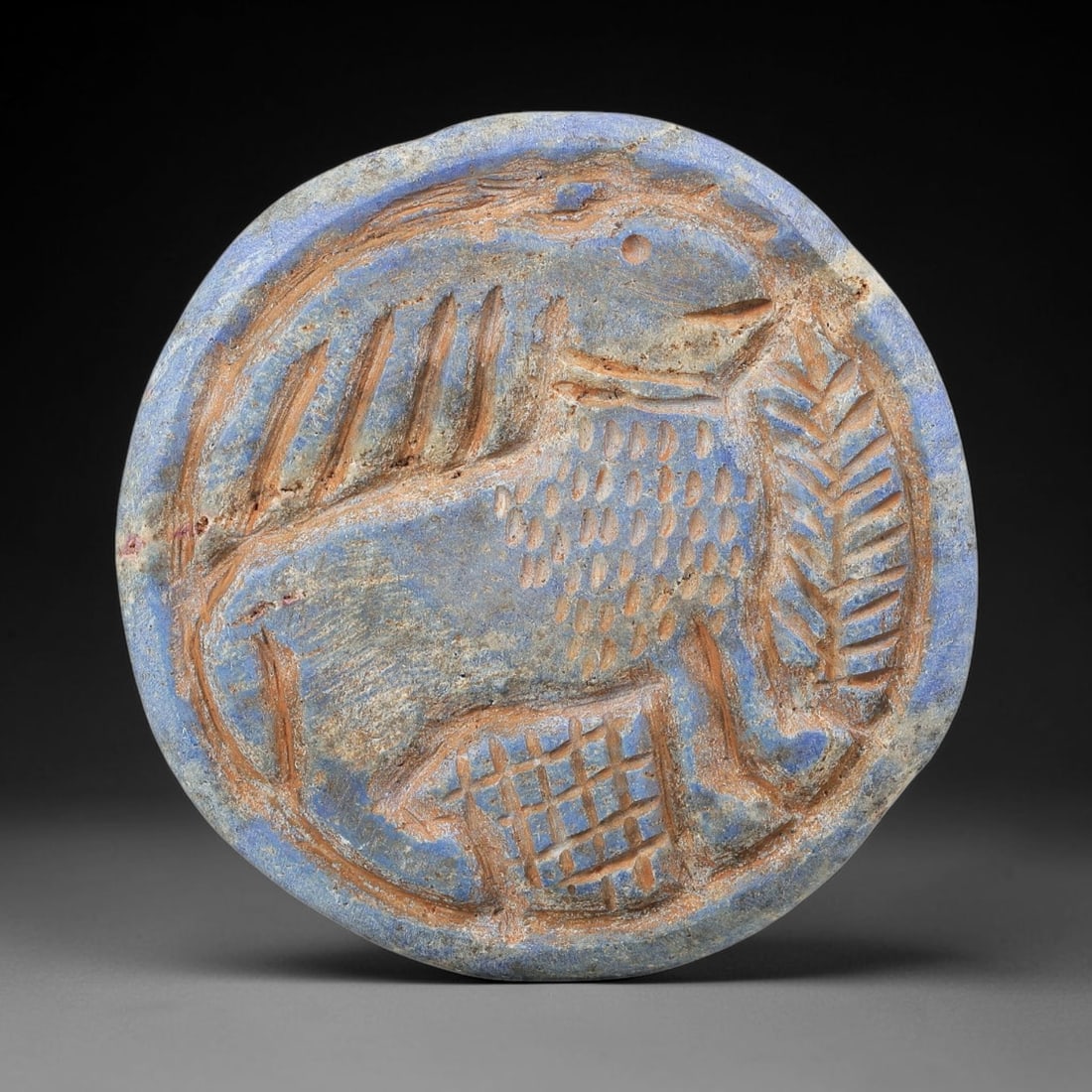 Near Eastern Lapis Lazuli Plaque - Tribal Art Animal Relief, 89BF (1 of 2)