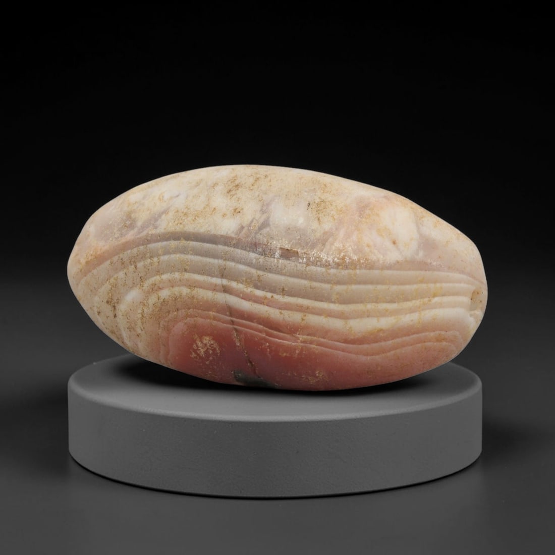 Ancient Agate Bead - Indus Valley Banded Oval Bead, 14XW (1 of 2)