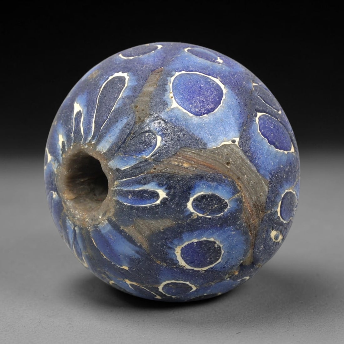 Ancient Mosaic Glass Bead - Egyptian Eye Pattern Amulet, 67WD (1 of 2)