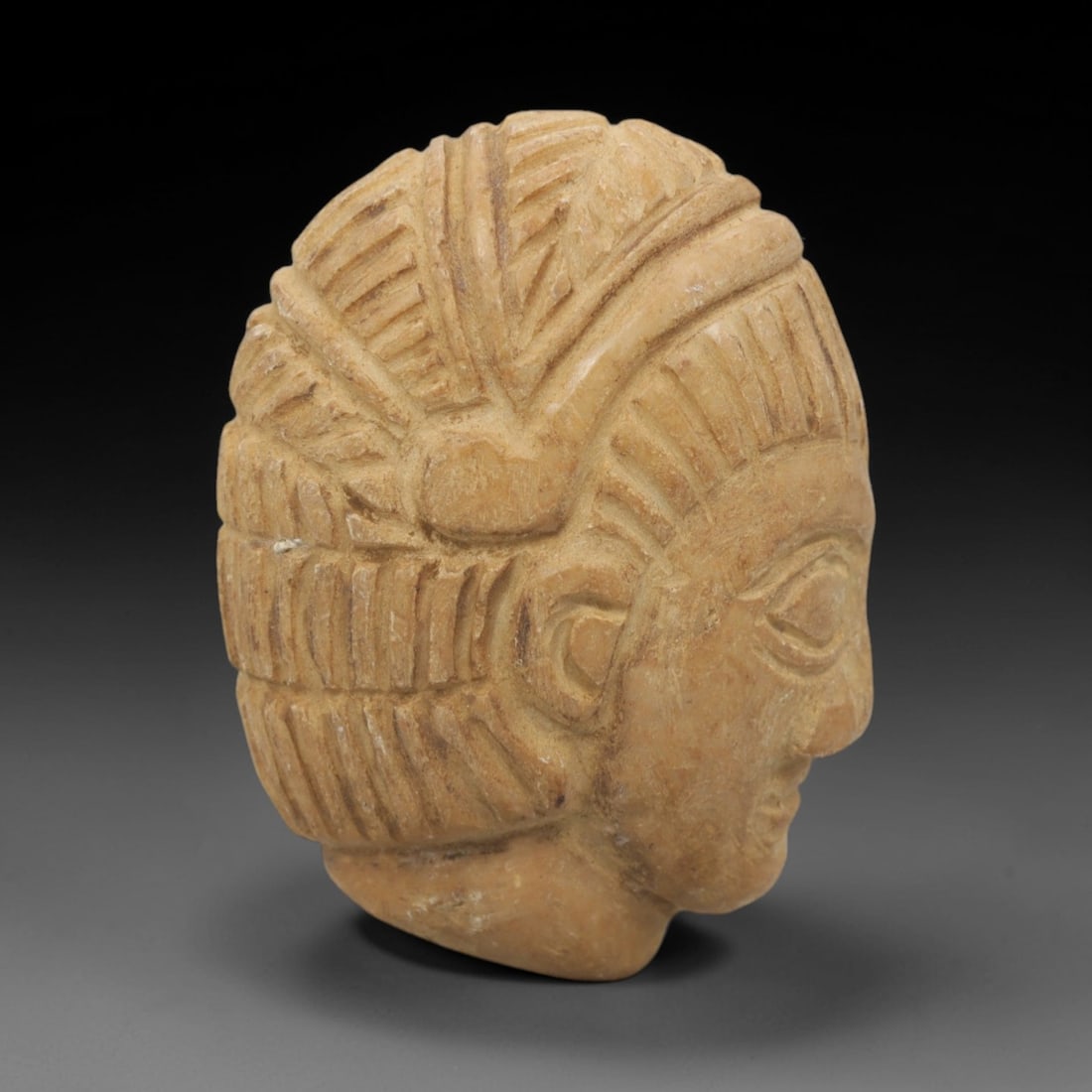 Ancient Steatite Head Plaque - Near Eastern Carved Idol, 66ZQ (1 of 2)