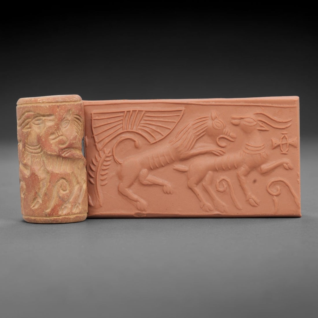 Ancient Stone Cylinder Seal - Mesopotamian Amulet Relic, 55ZA (1 of 2)
