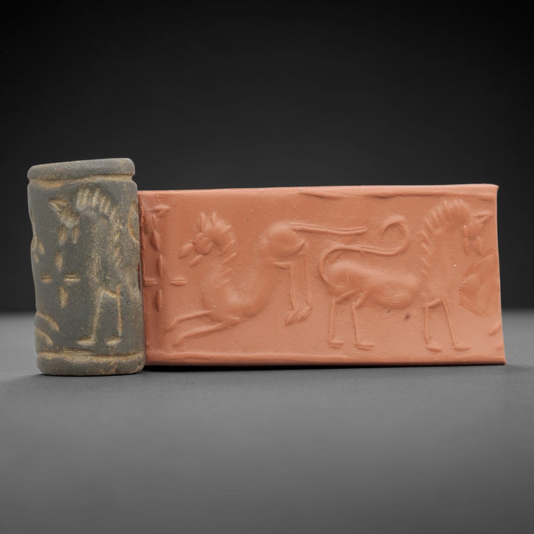 Ancient Stone Cylinder Seal - Mesopotamian Amulet Relic, 59ZA (1 of 2)
