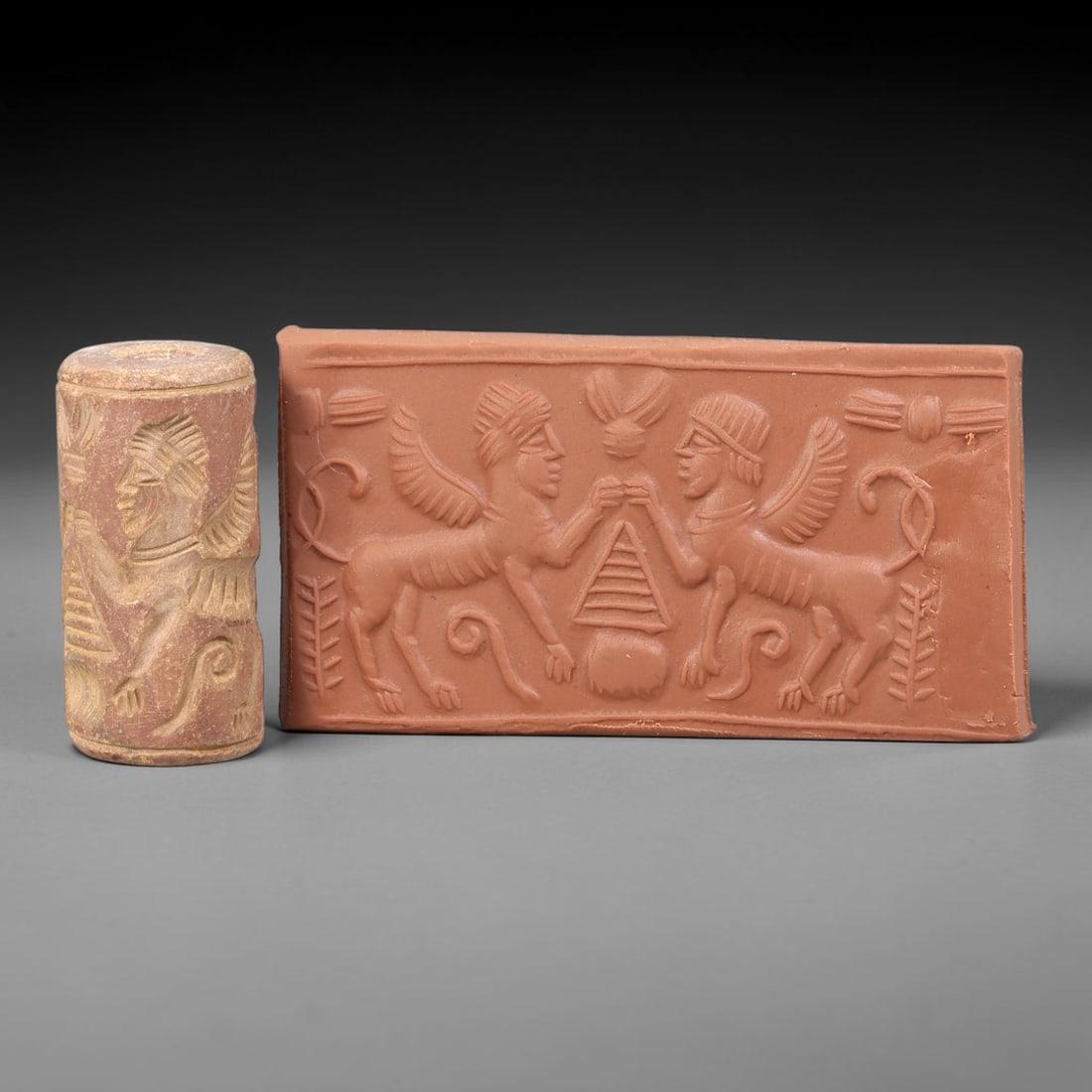 Ancient Stone Cylinder Seal - Mesopotamian Amulet Relic, 16BH (1 of 2)