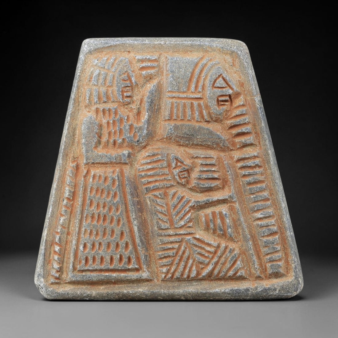 Near Eastern Schist Plaque - Tribal Art Relief Figures, 11BG (1 of 2)