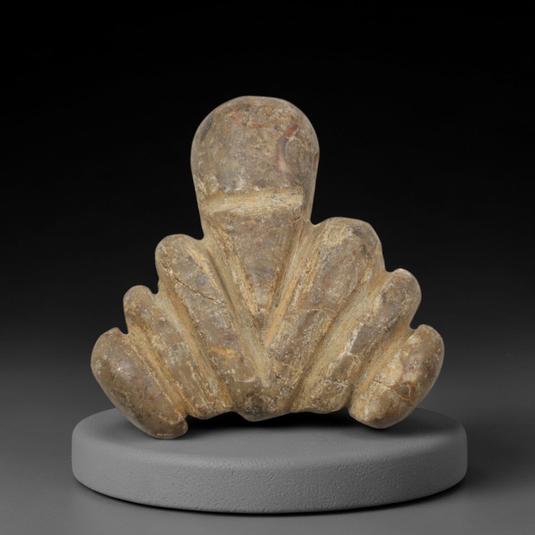 Ancient Grey Stone Fan-Form Amulet - Near Eastern Miniature Figurine, 95XP (1 of 2)