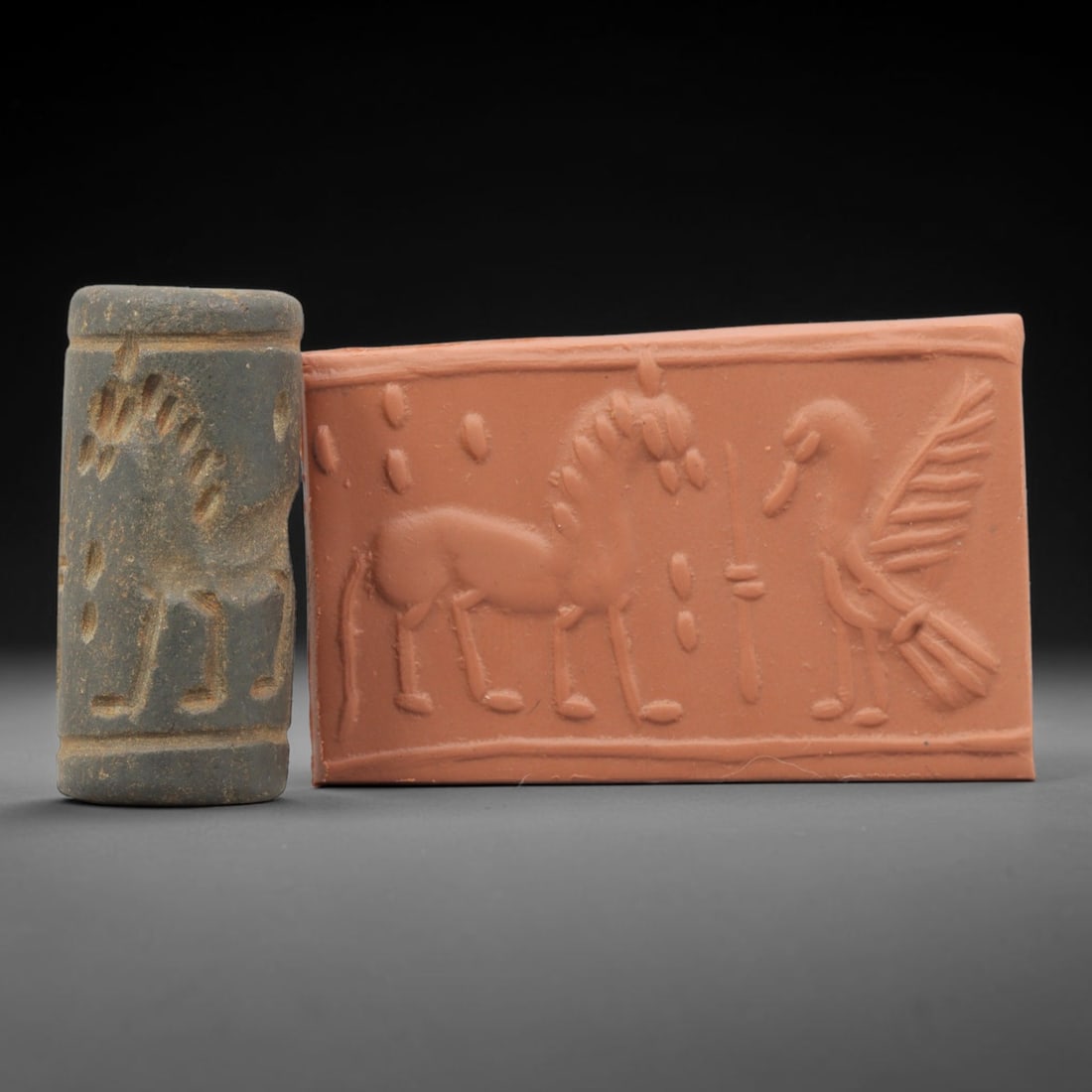 Ancient Stone Cylinder Seal - Mesopotamian Amulet Relic, 46ZA (1 of 2)