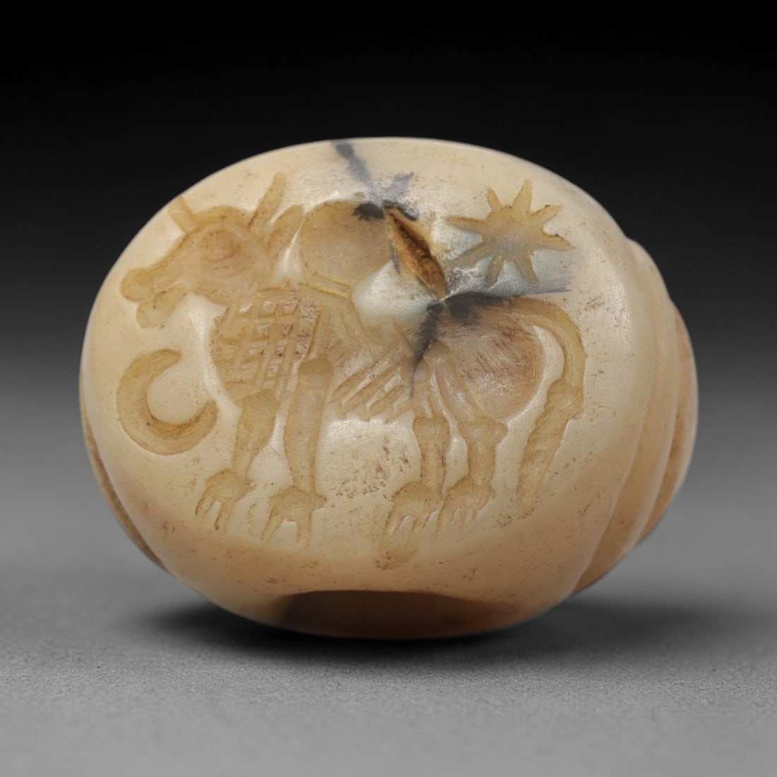 Ancient Chalcedony Stamp Seal - Near Eastern Bovine Figure, 70ZS (1 of 2)