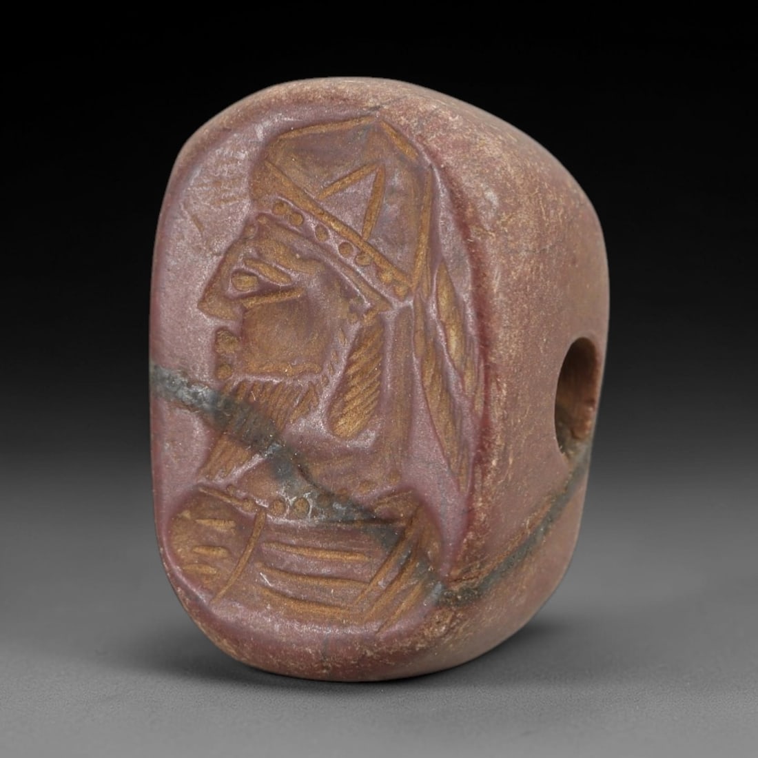 Ancient Red Stone Stamp Seal - Near Eastern Noble Amulet, 31AM (1 of 2)