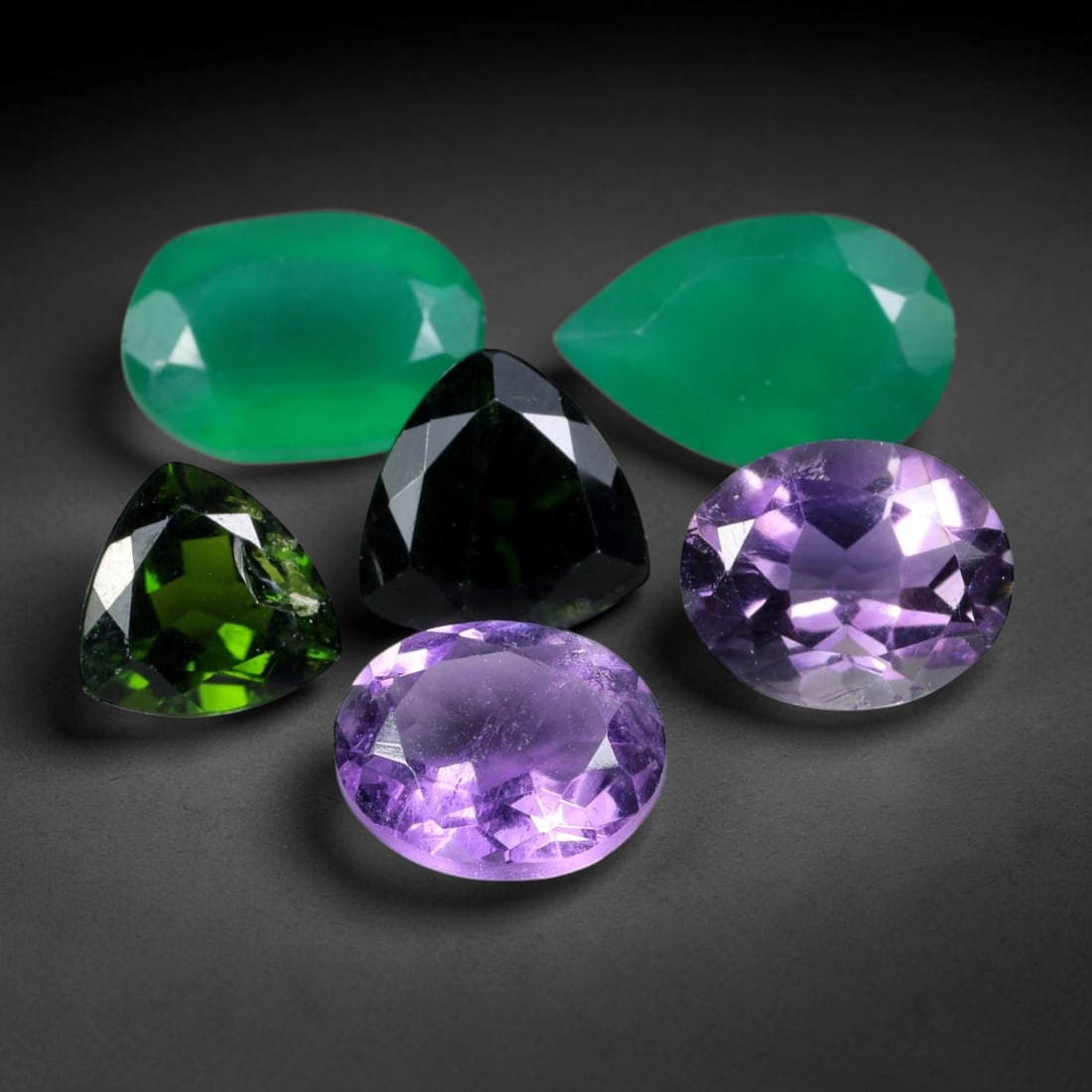 15.42 Carats Multicolor Gemstone Lot - Green Onyx, Chrome Diopside, Amethyst, 29XB (1 of 1)