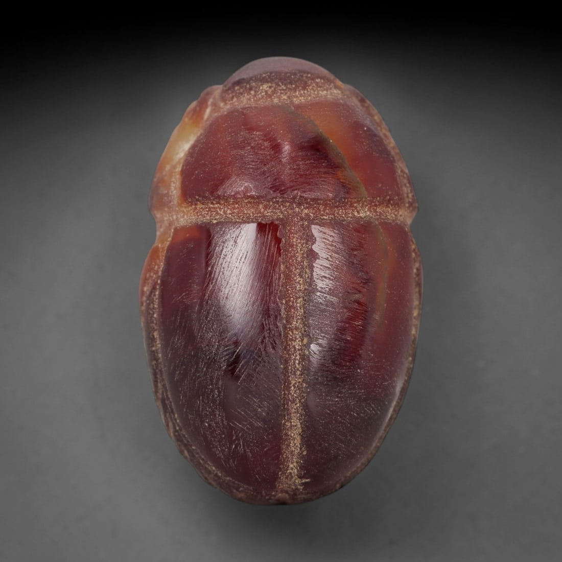 Ancient Carnelian Scarab Amulet - Egyptian Figurine, 33XS: Ancient Banded Agate Scarab Amulet - Egyptian Figurine