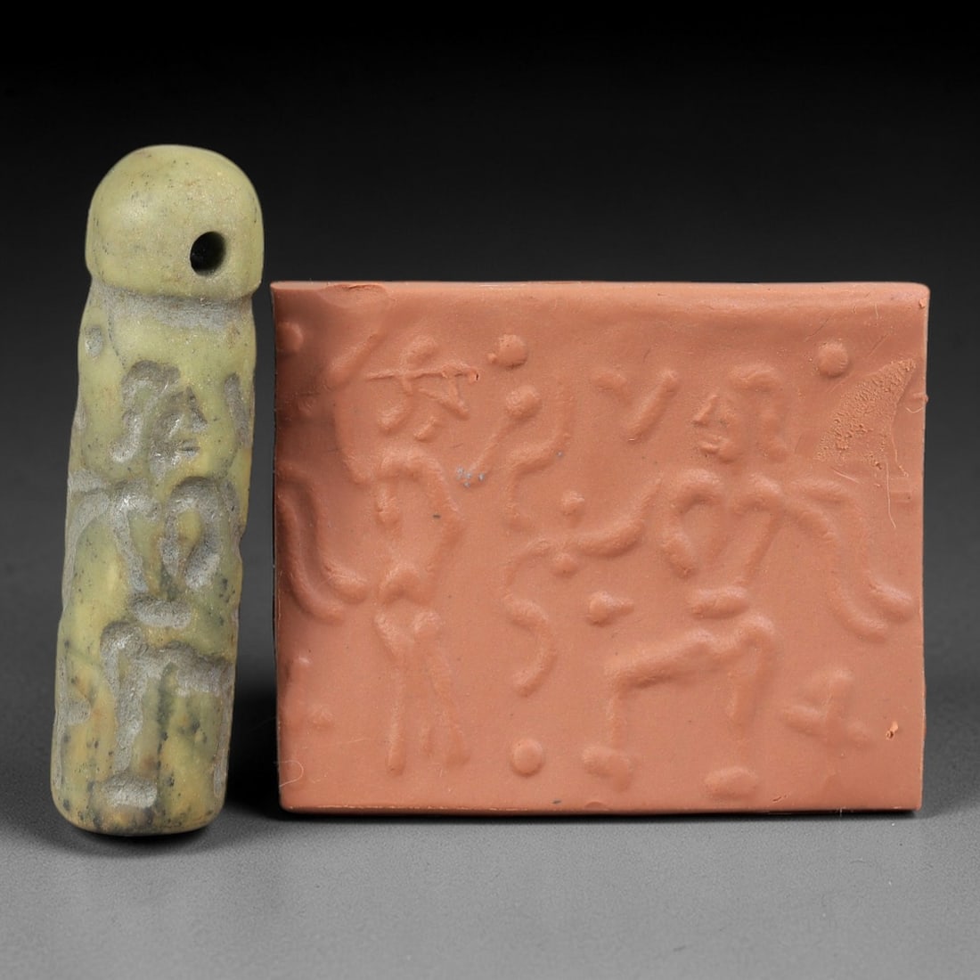 Ancient Serpentine Cylinder Seal - Mesopotamian, 83FX (1 of 2)