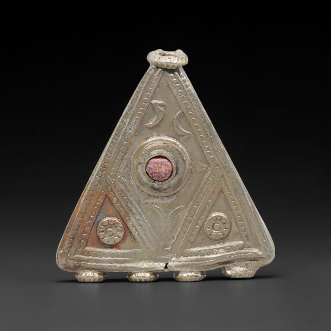 Antique Silvered Amulet Pendant - Central Asian Tribal Decorative Piece, 58BH (1 of 2)