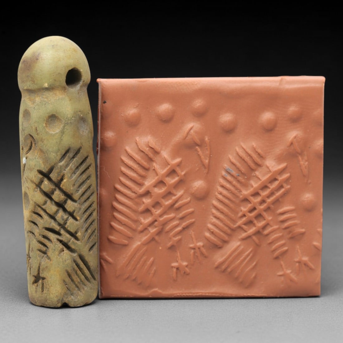 Ancient Serpentine Cylinder Seal - Mesopotamian, 64ZT (1 of 2)