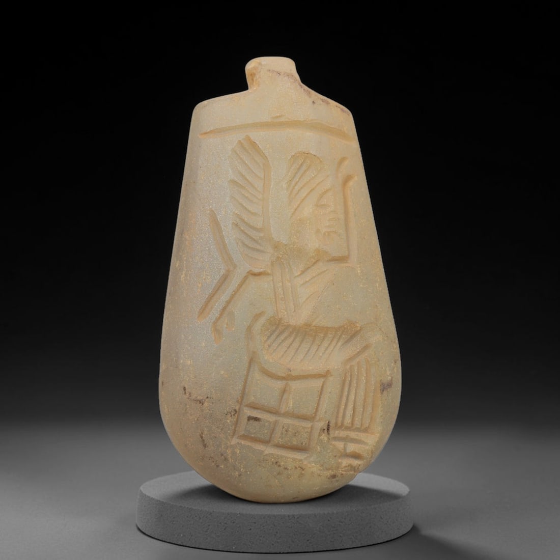 Ancient Chalcedony Amulet - Near Eastern Seated Winged Figure, 59ZX (1 of 2)