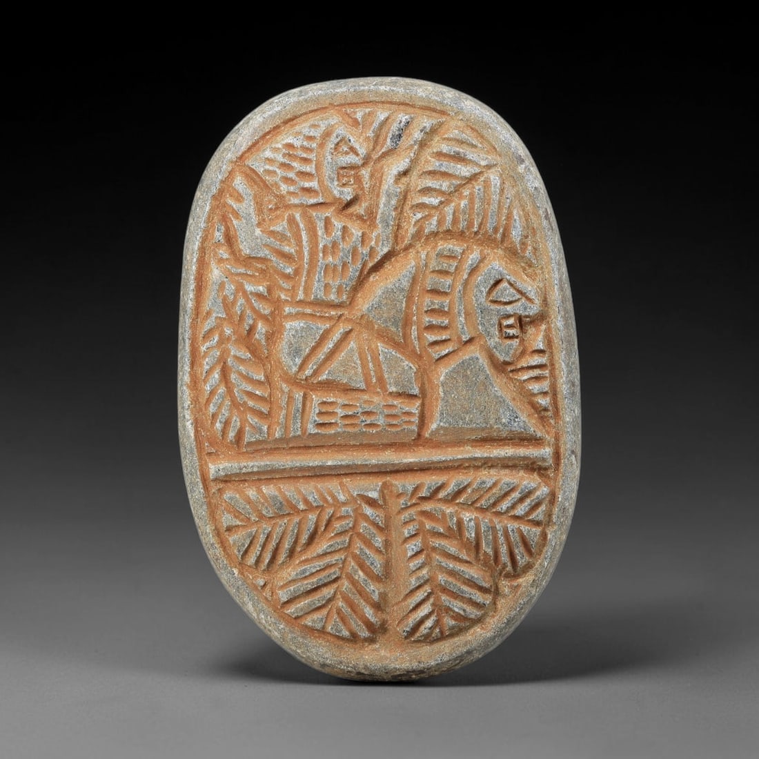 Near Eastern Schist Plaque - Tribal Art Figure & Animal Relief, 84BF (1 of 2)