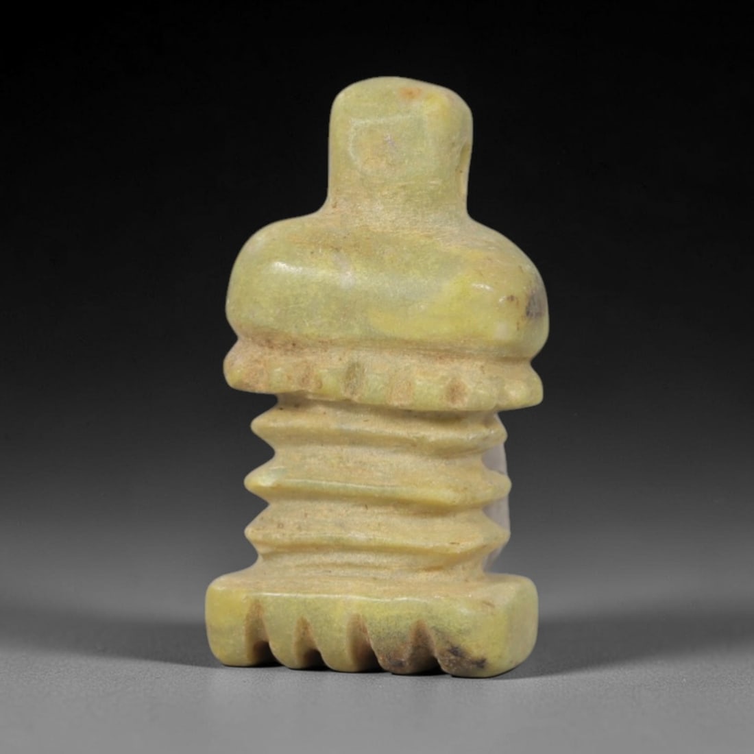 Ancient Yellow Stone Djed Amulet - Egyptian Figurine, 96AP (1 of 2)