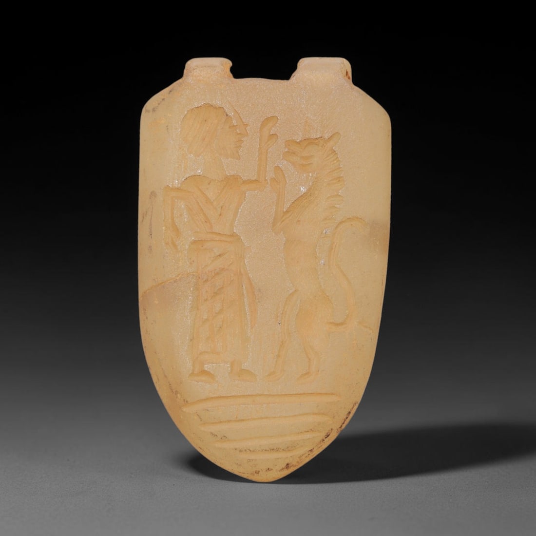 Ancient Chalcedony Amulet - Near Eastern Human & Griffin Figure, 76ZT (1 of 2)