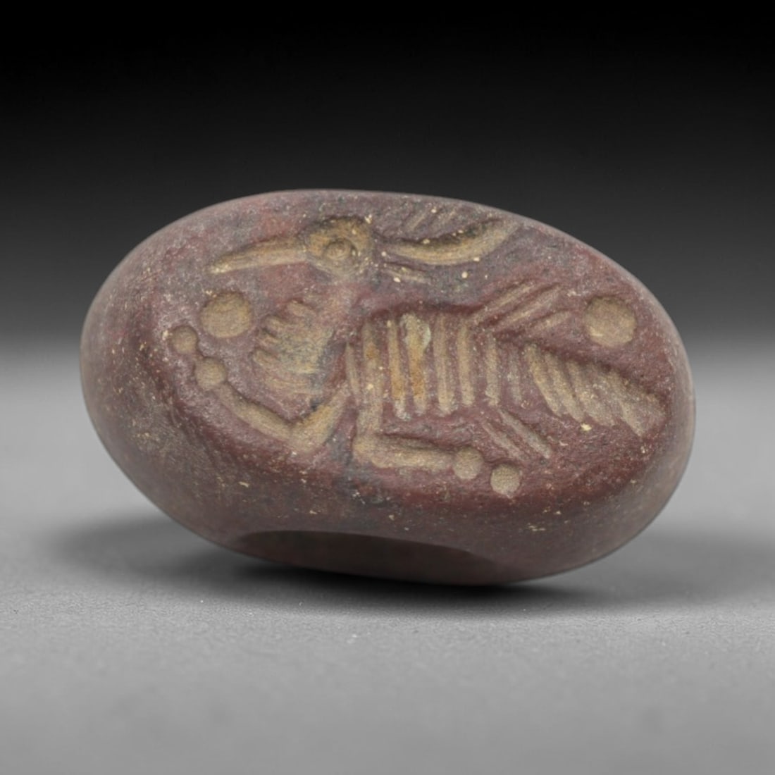 Ancient Stone Hemispherical Stamp Seal - Near Eastern Bird Figure, 61ZS (1 of 2)