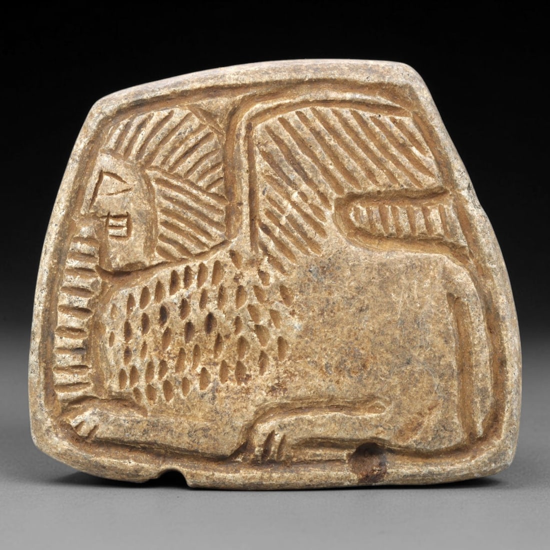 Ancient Stone Plaque Relief - Near Eastern Sphinx Figurine, 14ZY (1 of 2)