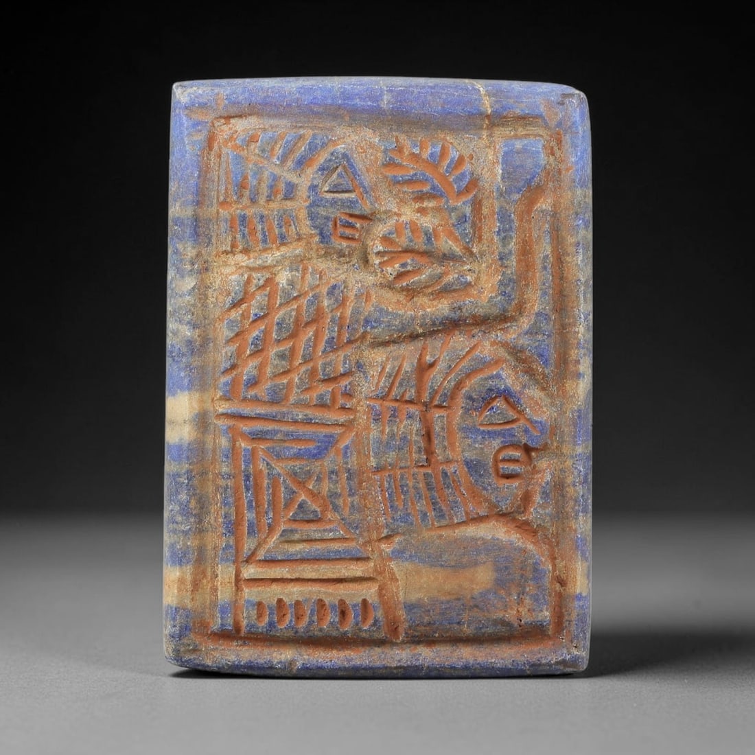 Near Eastern Lapis Lazuli Plaque - Tribal Art Two Figure Relief, 69BF (1 of 2)