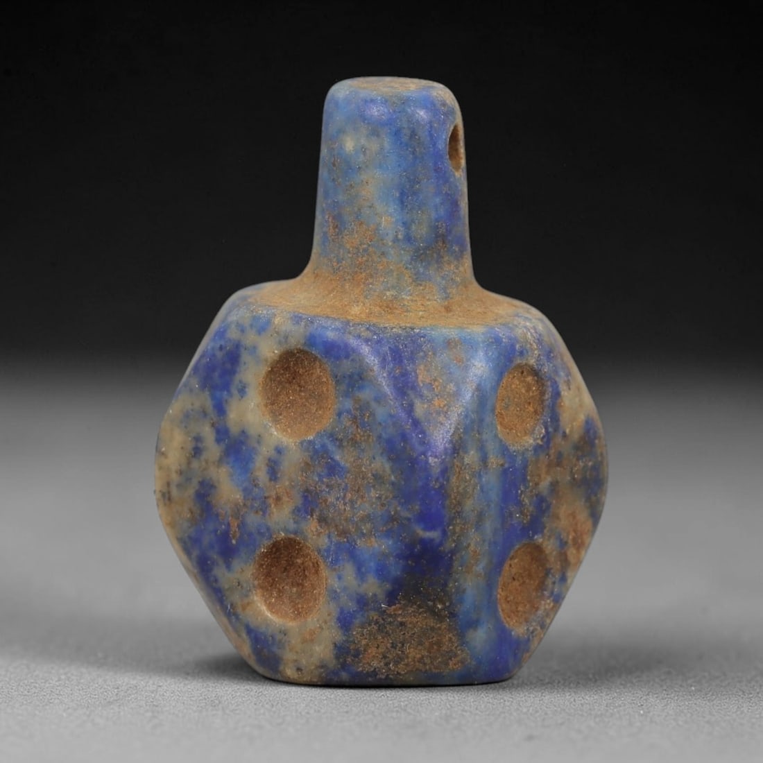 Ancient Lapis Lazuli Amulet - Egyptian Dice Form Relic, 24AP (1 of 2)