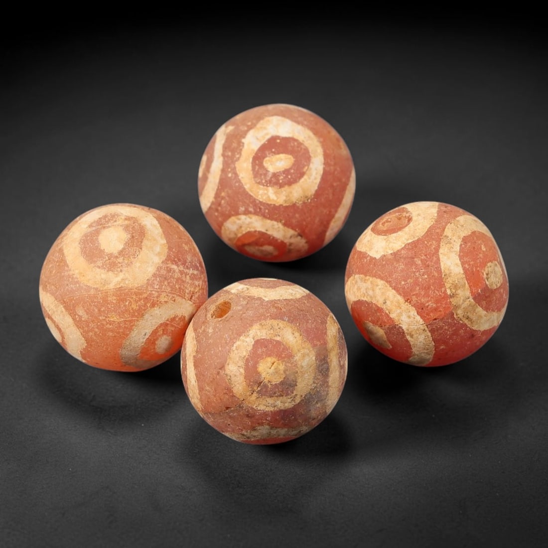 Ancient Gandhara Carnelian Etched Beads, Set of 4, 33BE (1 of 1)