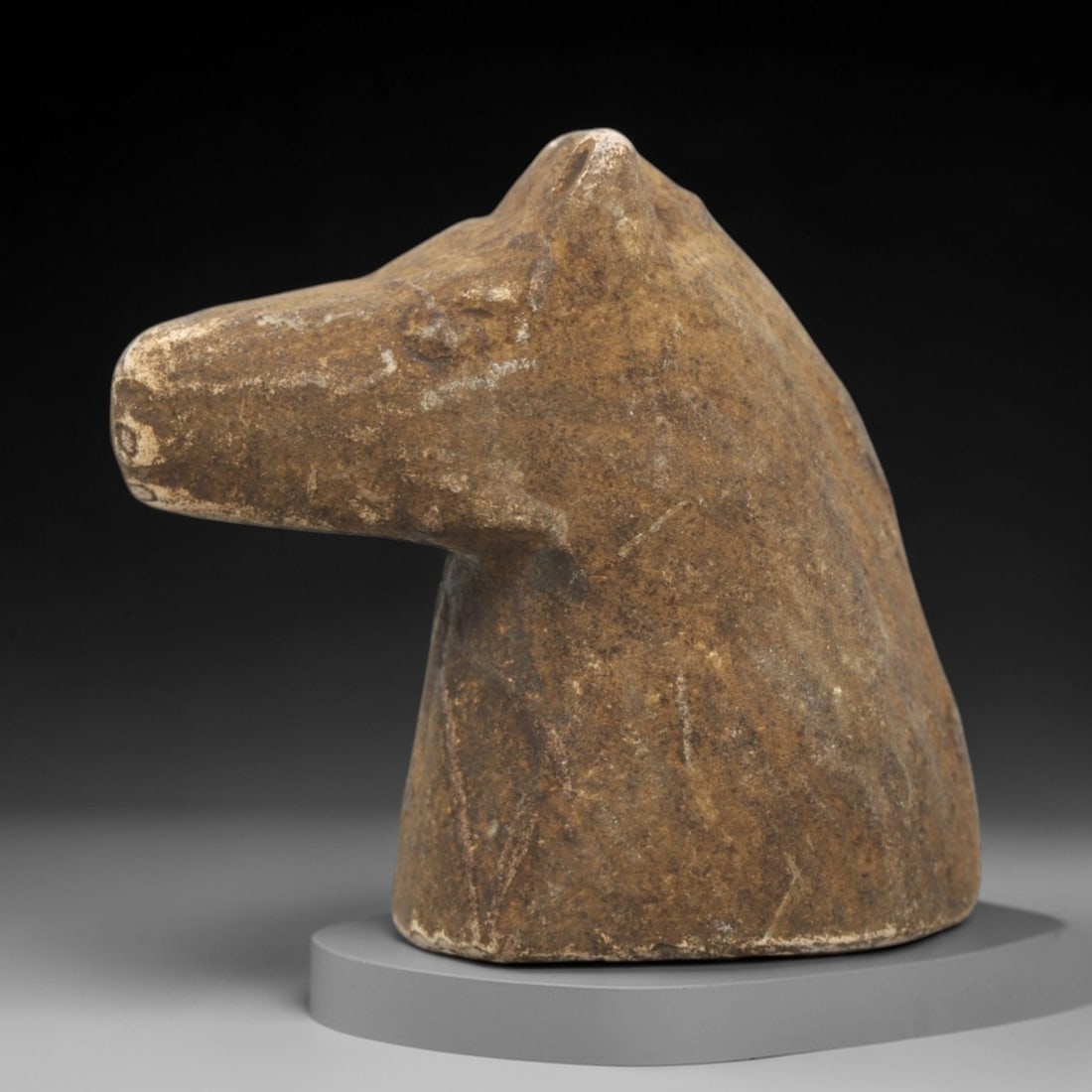 Ancient Stone Zoomorphic Horse Head - Near Eastern Carving, 68ZV (1 of 2)