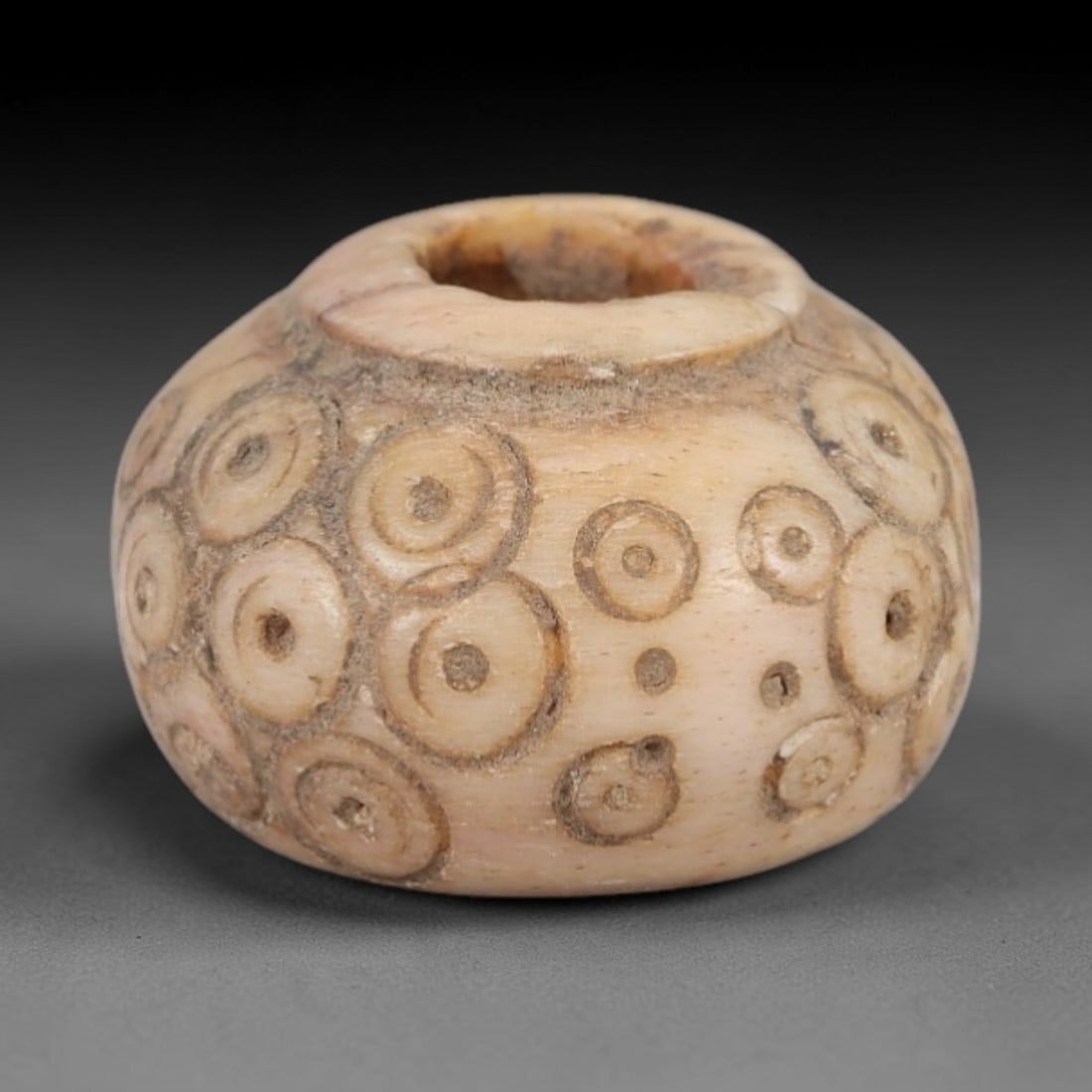 Ancient Bone Spindle Whorl - Near Eastern Dot-in-Circle Motif, 63XR (1 of 2)