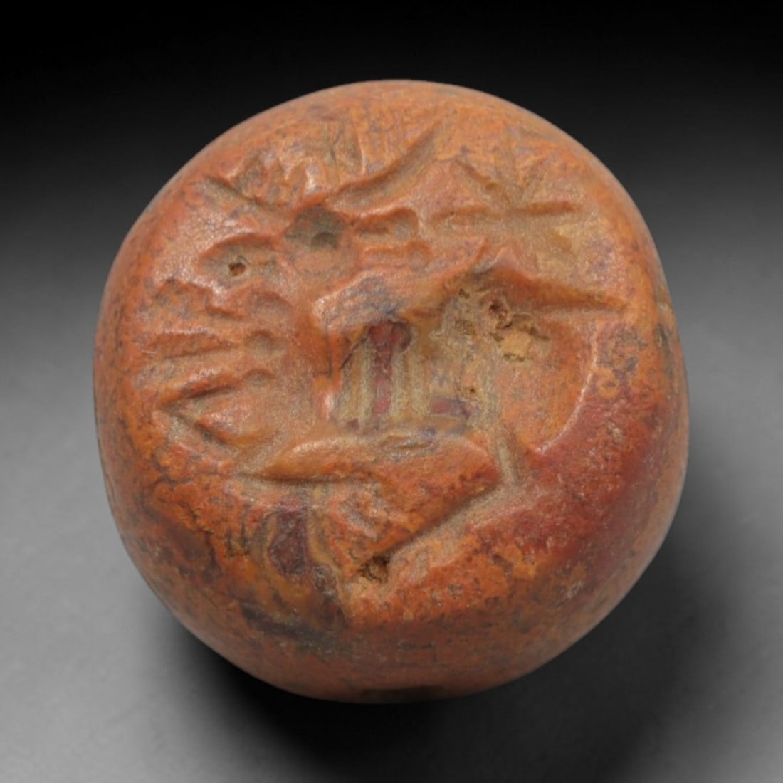 Ancient Stone Hemispherical Stamp Seal - Near Eastern Animal Star Figure, 49ZS (1 of 2)