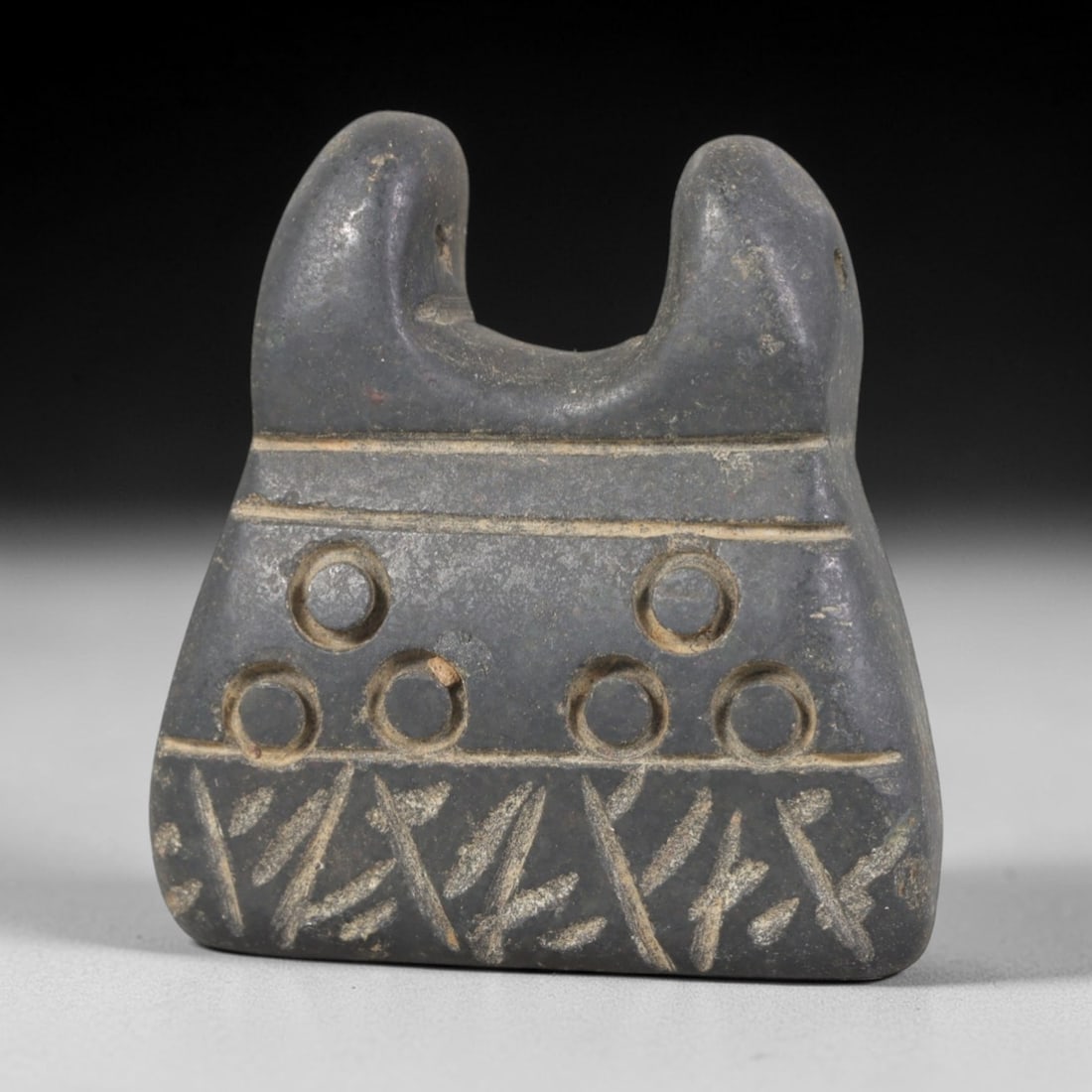 Ancient Stone Double-Horned Amulet - Near Eastern Pendant, 90AR (1 of 2)
