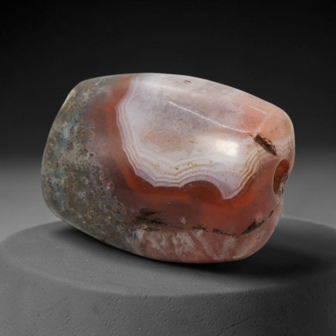 Ancient Agate Bead - Indus Valley Carnelian Banded Barrel Bead, 15XW (1 of 2)