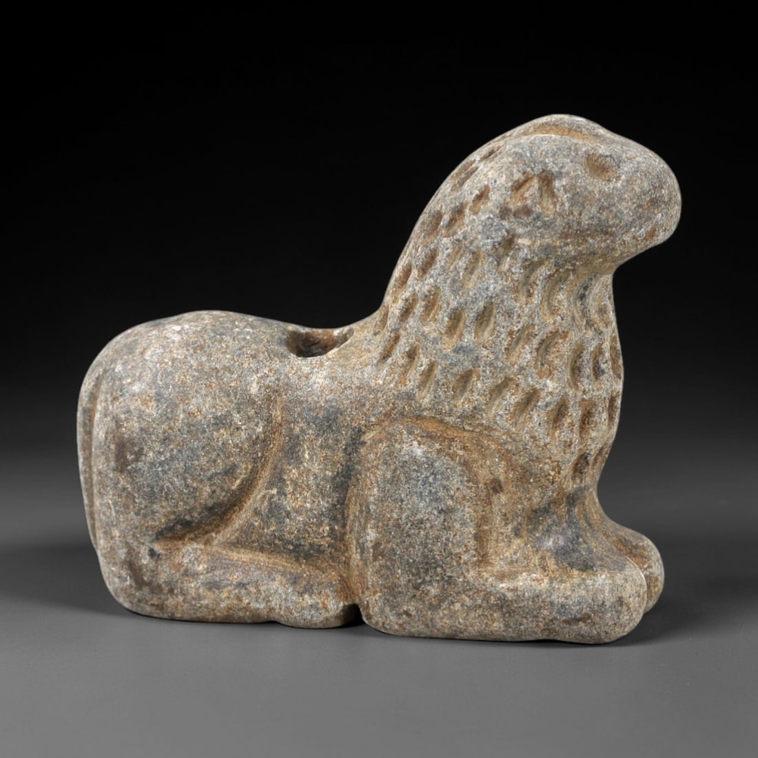 Ancient Stone Feline Amulet - Near Eastern Lion Effigy, 10AM (1 of 2)