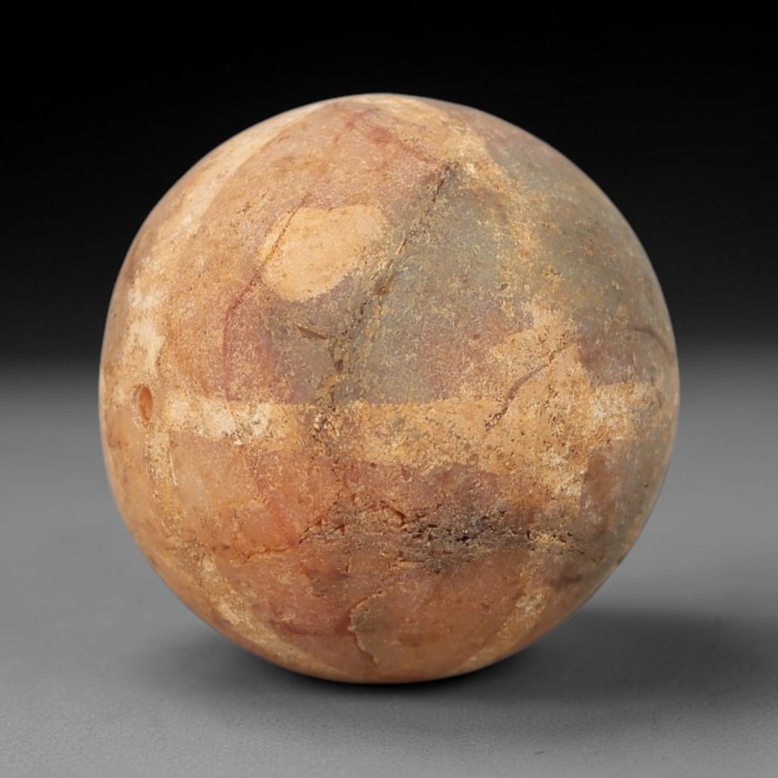 Ancient Carnelian Bead - Gandhara Etched Amulet (Sphere Form), 39BD (1 of 2)