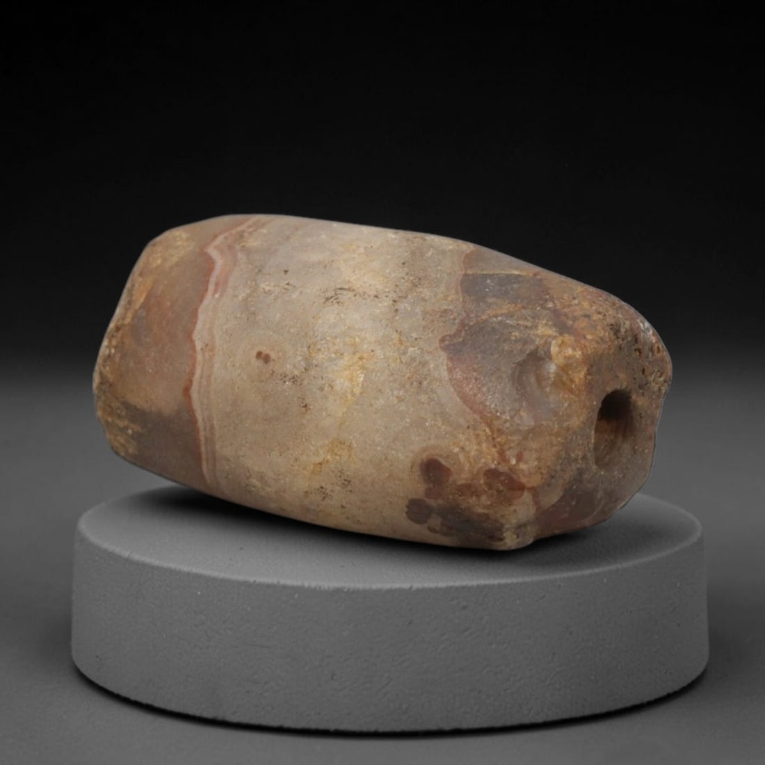 Ancient Agate Bead - Bactrian Weathered Banded Barrel Bead, 17XW (1 of 2)