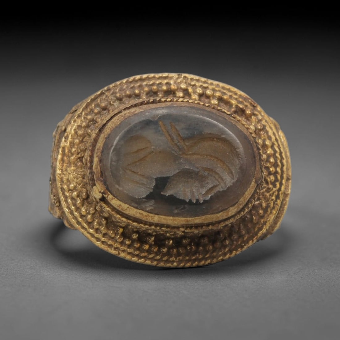 Antique Qajar Dynasty Brass Intaglio Ring - Size 9 US, 68ZX (1 of 2)