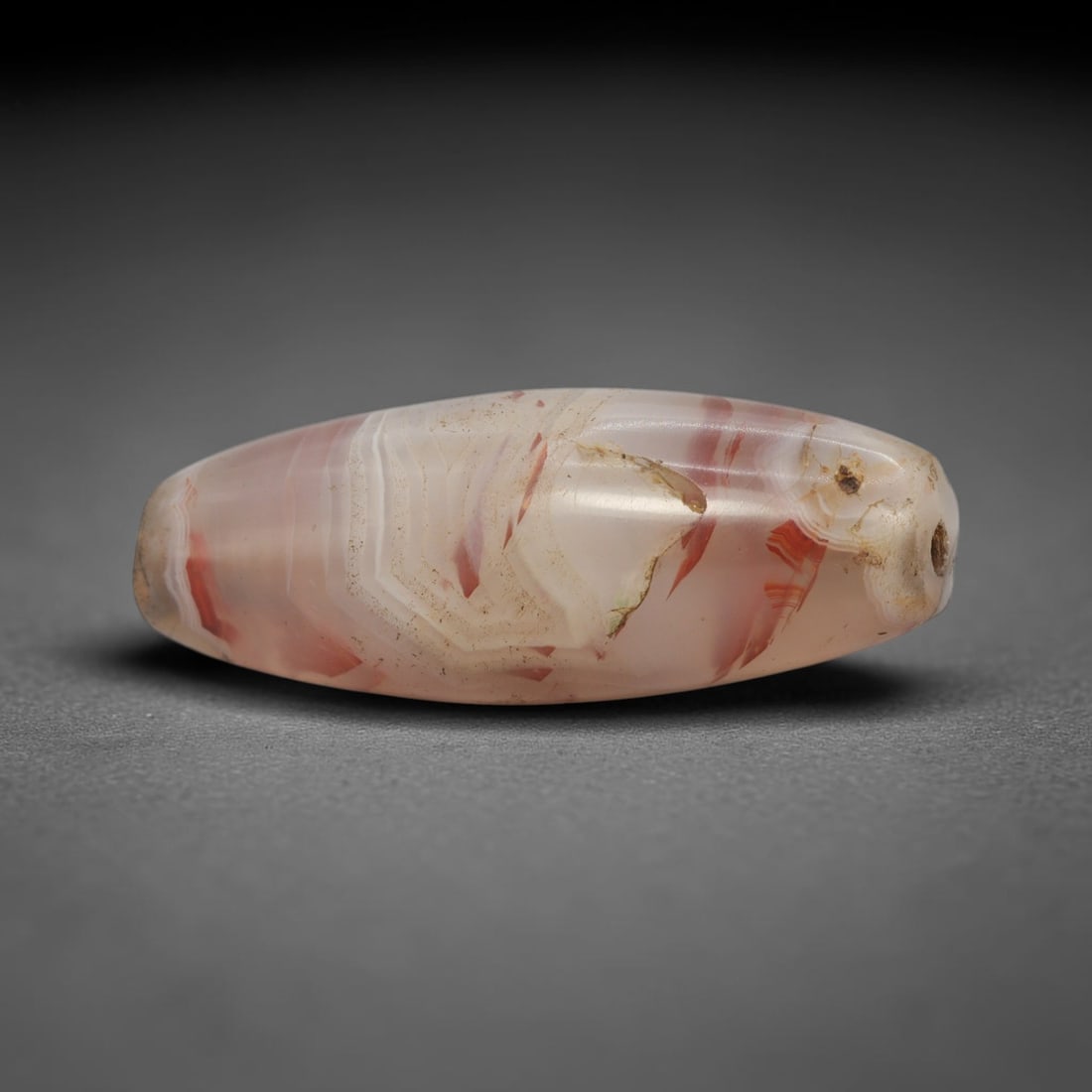 Ancient Banded Agate Bead - Indus Valley Bactrian Pendant, 97WJ: This bead is masterfully carved from richly banded translucent agate, showcasing exceptional lapidary craftsmanship consistent with ancient bead-making traditions of the Indus Valley and Bactrian regi