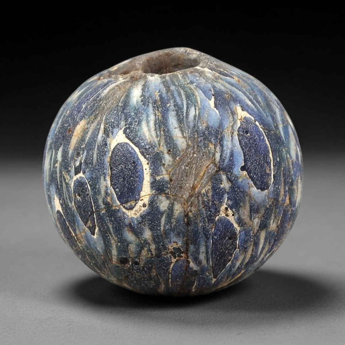 Ancient Glass Bead - Roman Marbled Mosaic Spherical Pendant, 16BG (1 of 2)