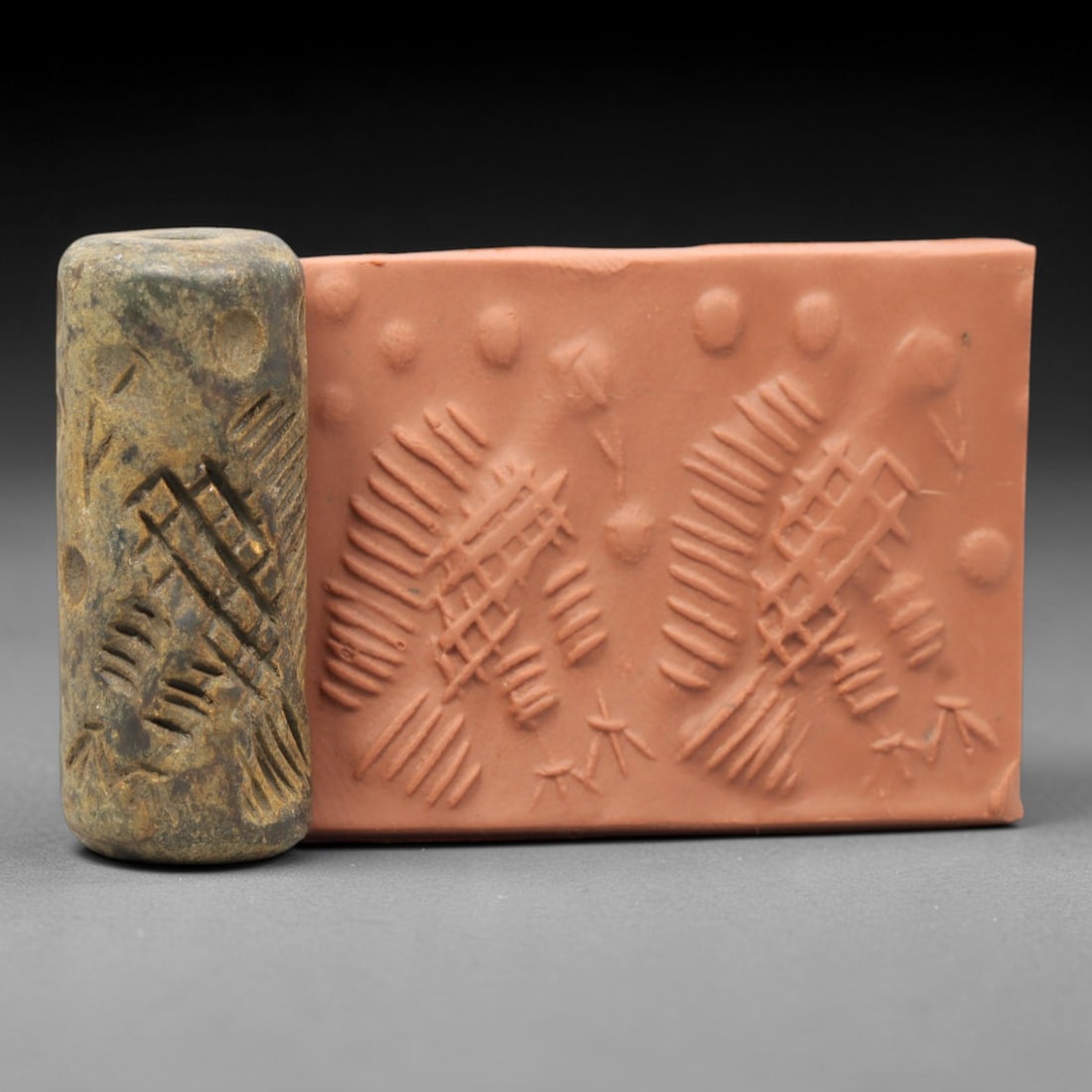 Ancient Serpentine Cylinder Seal - Mesopotamian, 66ZT (1 of 2)