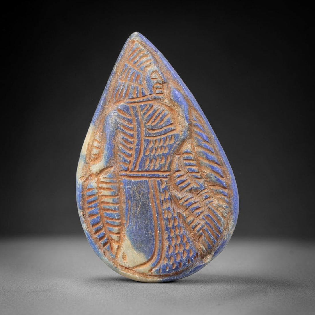 Near Eastern Lapis Lazuli Plaque - Tribal Art Relief Figure, 85BF (1 of 2)