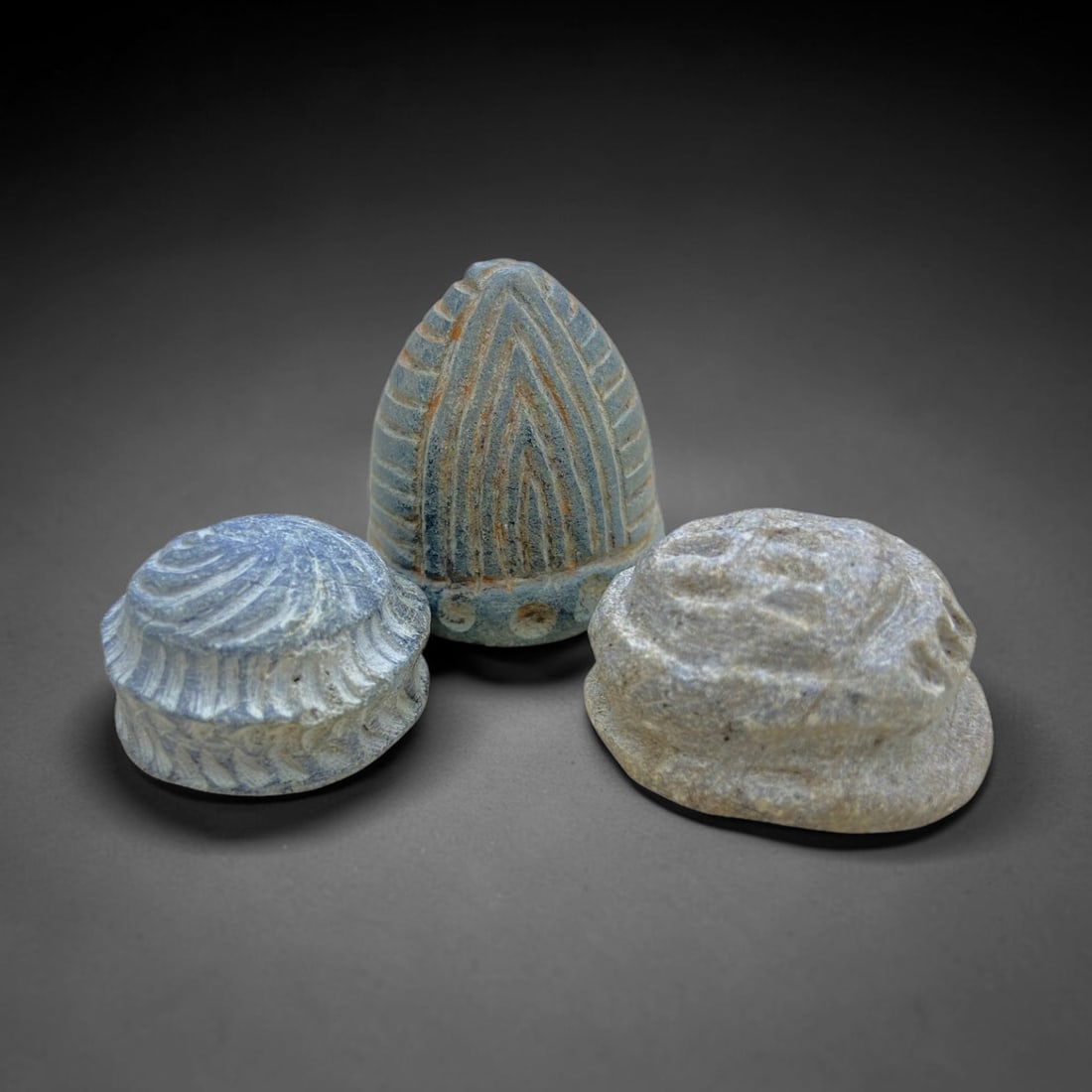 Ancient Bactrian Stone Idol Head Hats - Set of 3, 51g, 99AA (1 of 1)