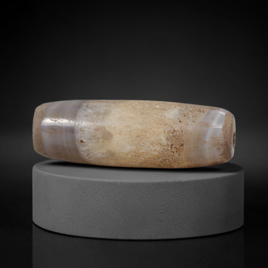 Ancient Agate Bead - Silk Road Cylinder Amulet, 1BD (1 of 2)