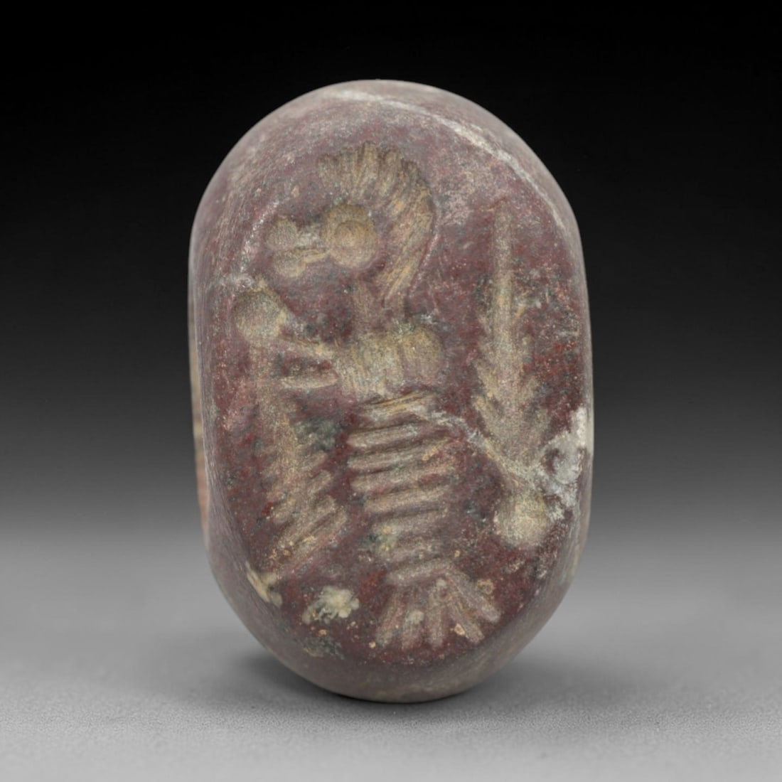 Ancient Stone Hemispherical Stamp Seal - Near Eastern Bird-Headed Hybrid Figure, 98ZS (1 of 2)