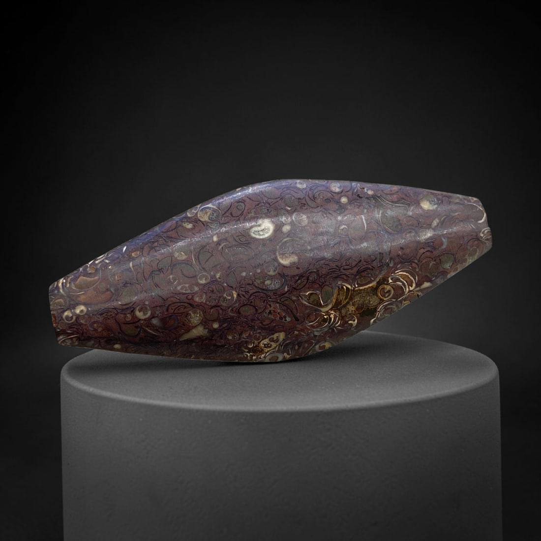 Antique Fossilized Stone Bead - Bicone Carving, 52g, 45AA (1 of 2)