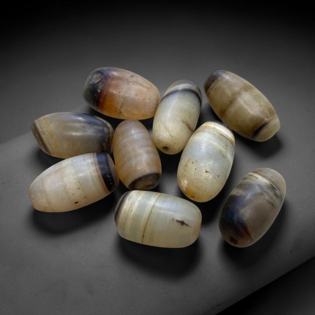 Ancient Banded Agate Beads - 9 Piece Set, 31g, 76AA (1 of 1)