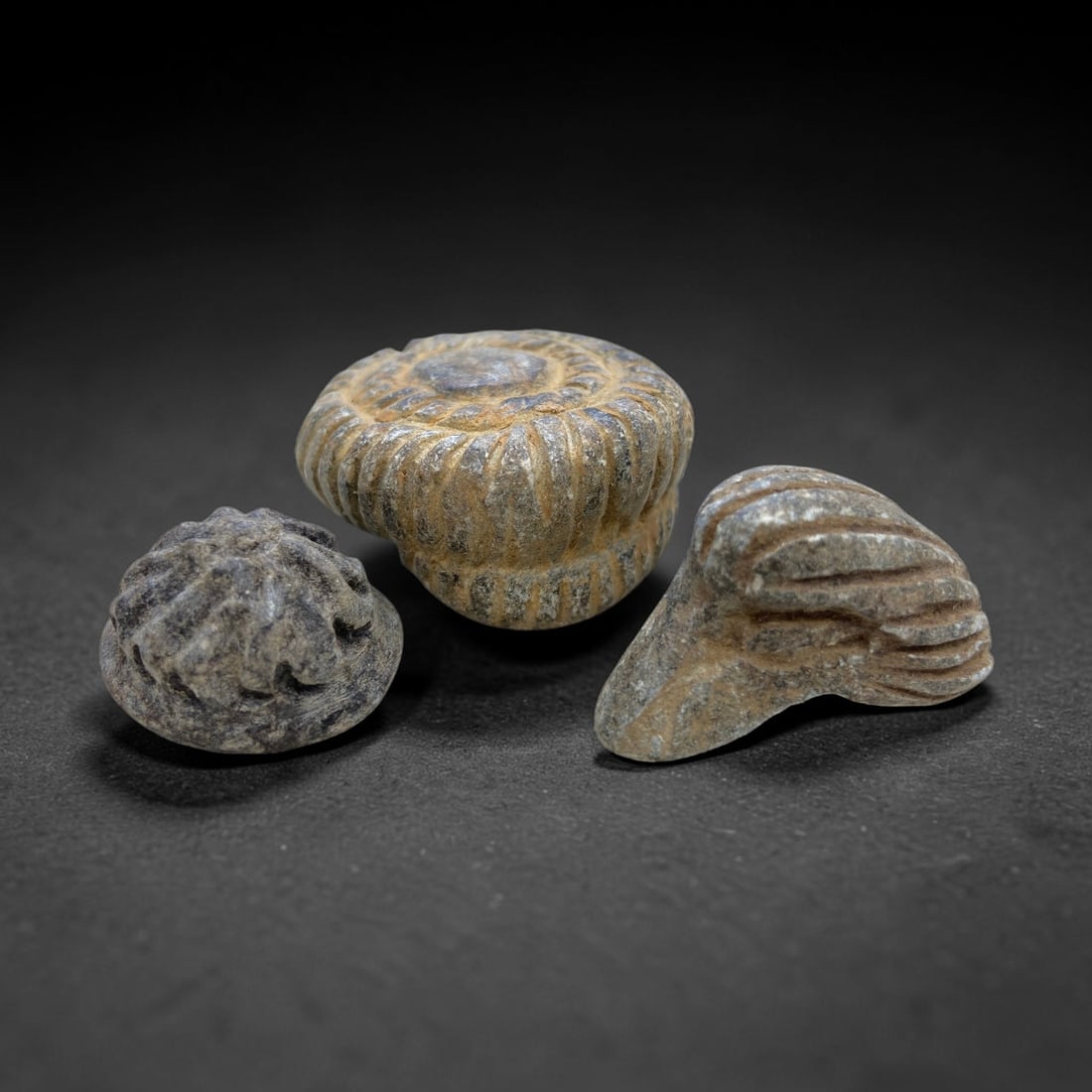 Ancient Bactrian Stone Idol Head Hats - Set of 3, 52g, 100AA (1 of 1)