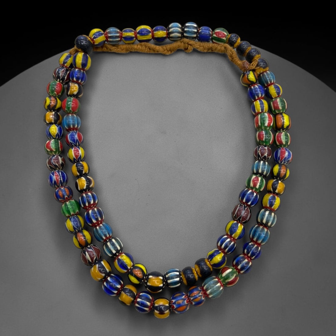 Antique Chevron Glass Bead Strand - Tribal Adornment, 59g, 18AA (1 of 1)