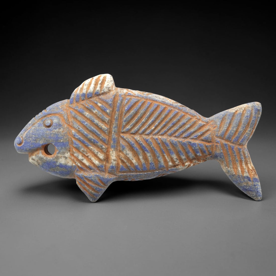 Near Eastern Lapis Lazuli Plaque - Tribal Art Fish Amulet Figurine, 34ZA (1 of 2)
