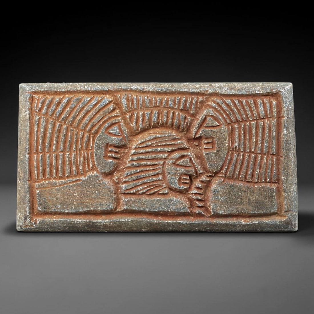 Near Eastern Schist Plaque - Tribal Art Three Figure Relief, 77BG (1 of 2)