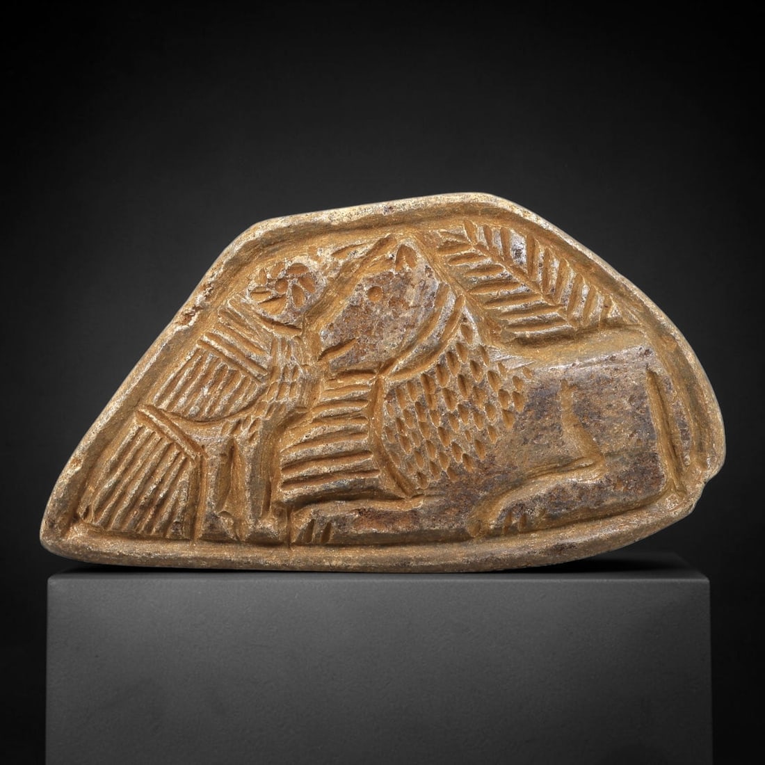 Ancient Stone Plaque Relief - Near Eastern Sphinx Figurine, 72BE (1 of 2)